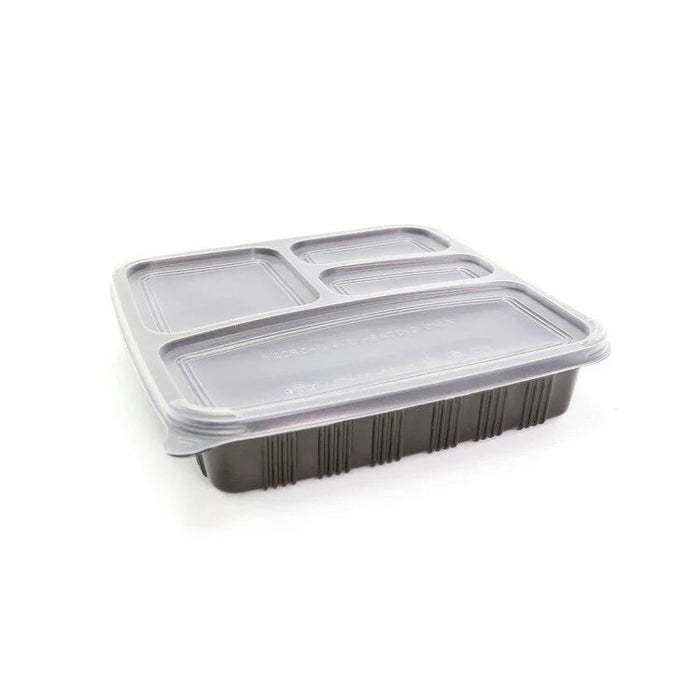 SET | 4 COMPARTMENT CONTAINERS BLACK 150SET