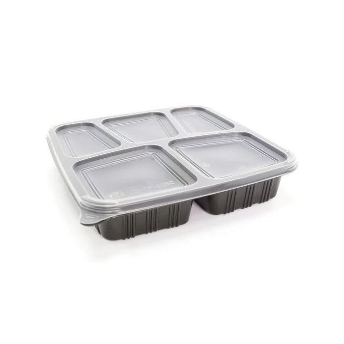 SET | 5 COMPARTMENT CONTAINERS BLACK 150SET