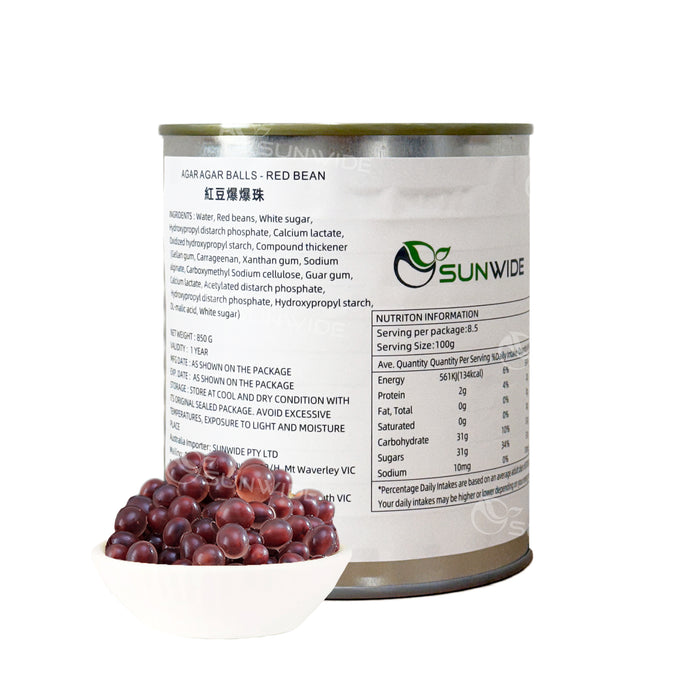 Canned Agar Agar Balls - Red Bean 850g (12 Cans/1 Carton)