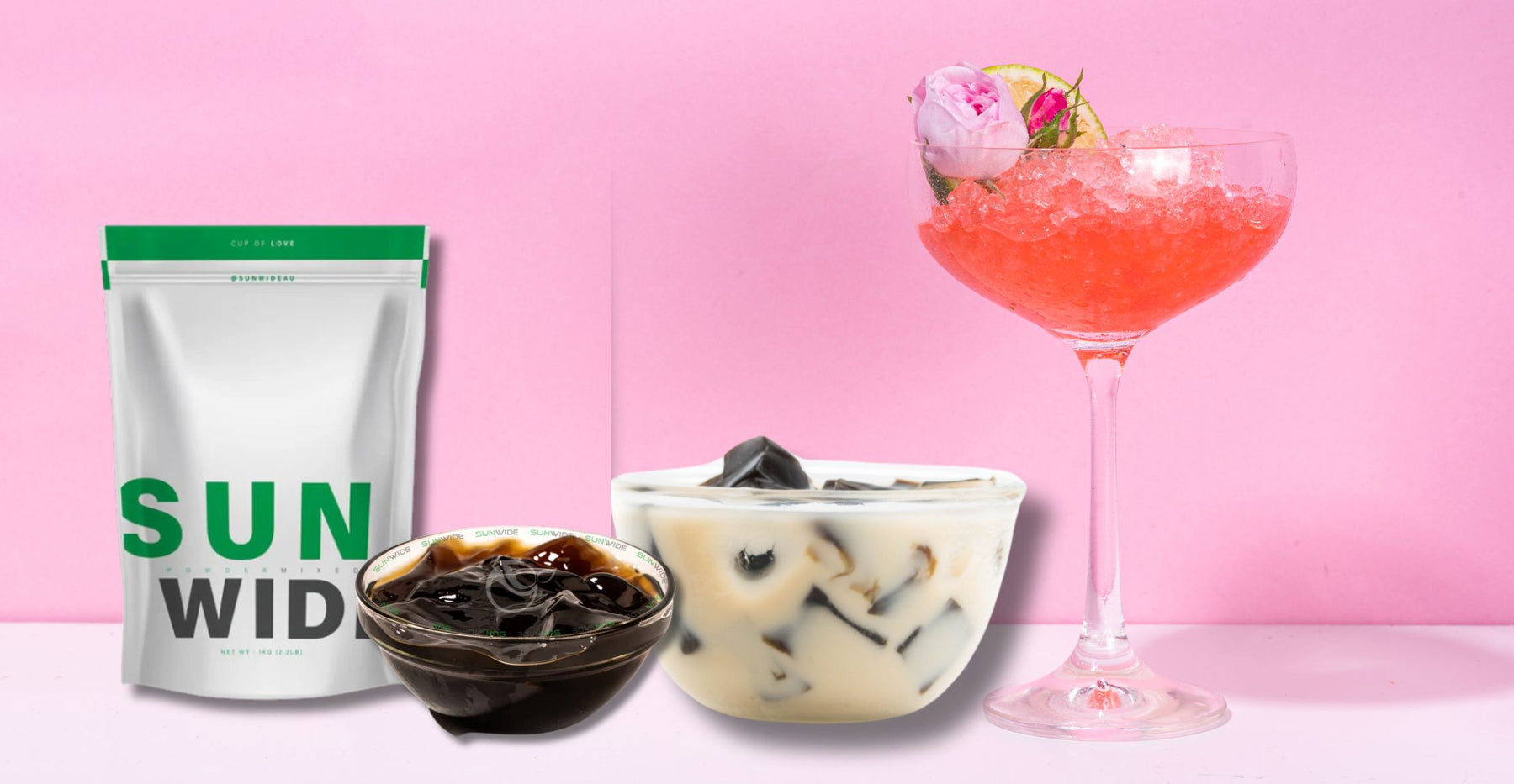 Popping Pearl Cocktail and Grass Jelly Dessert