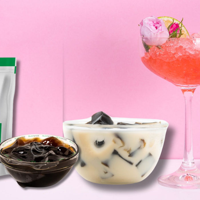 Popping Pearl Cocktail and Grass Jelly Dessert