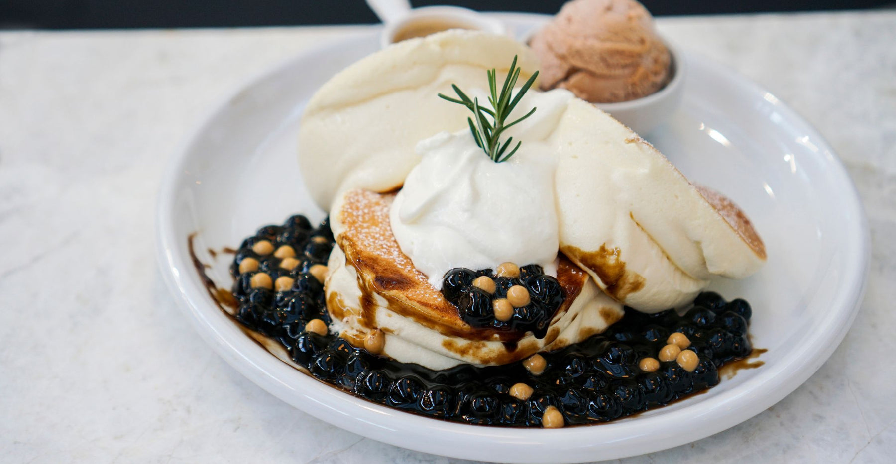 Ceylon Tea Souffle Pancake w/ Brown Sugar Boba