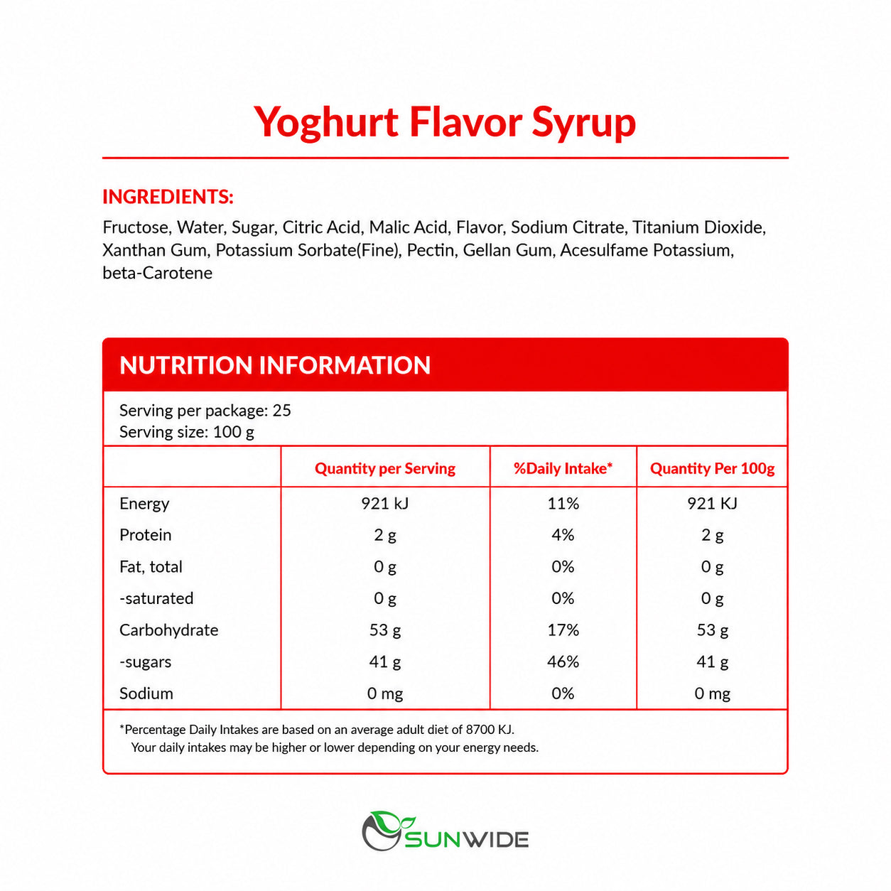 Yoghurt Syrup 2.5kg