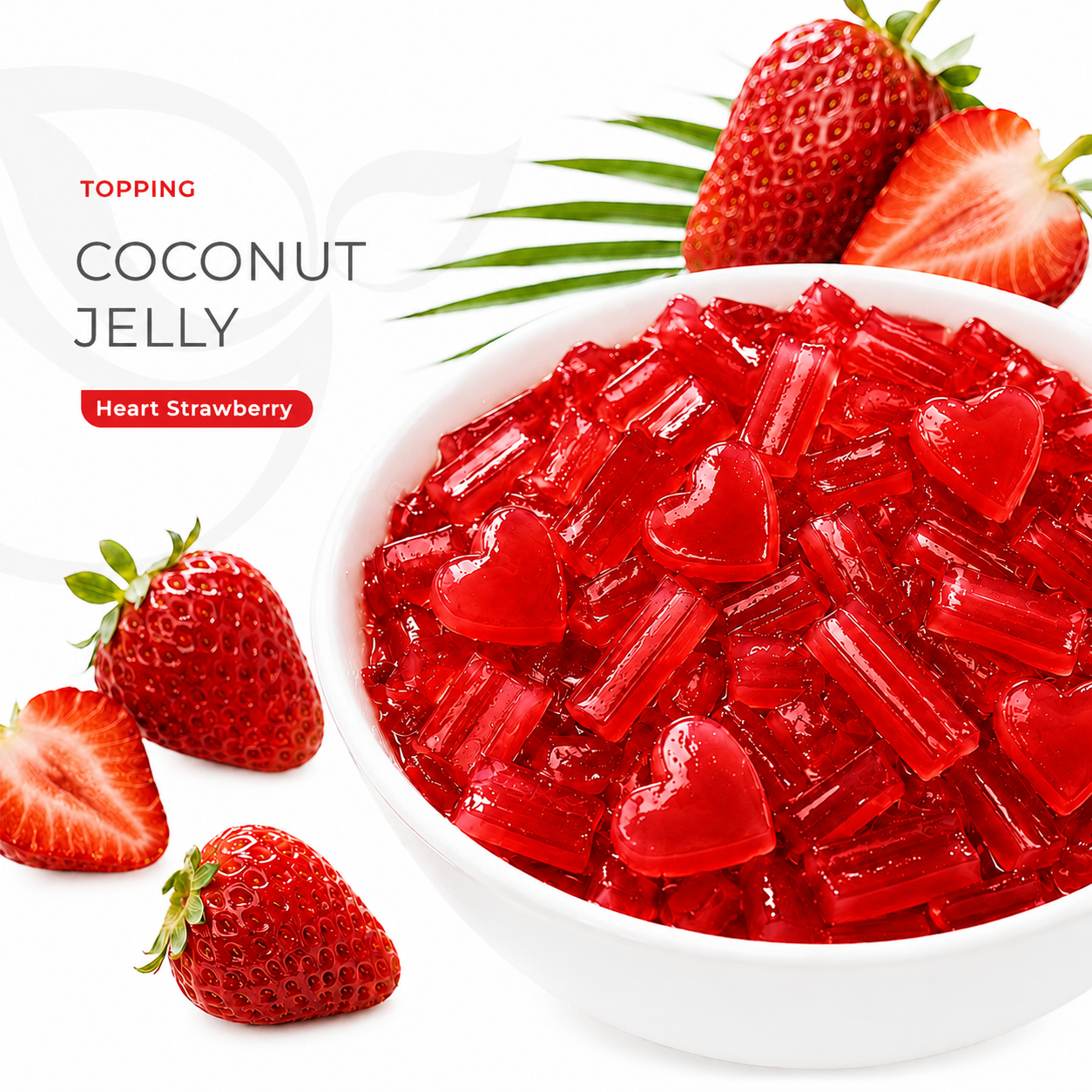 HEART SHAPE Coconut Jelly - Strawberry 3.85kg (4Tubs/1 Carton)