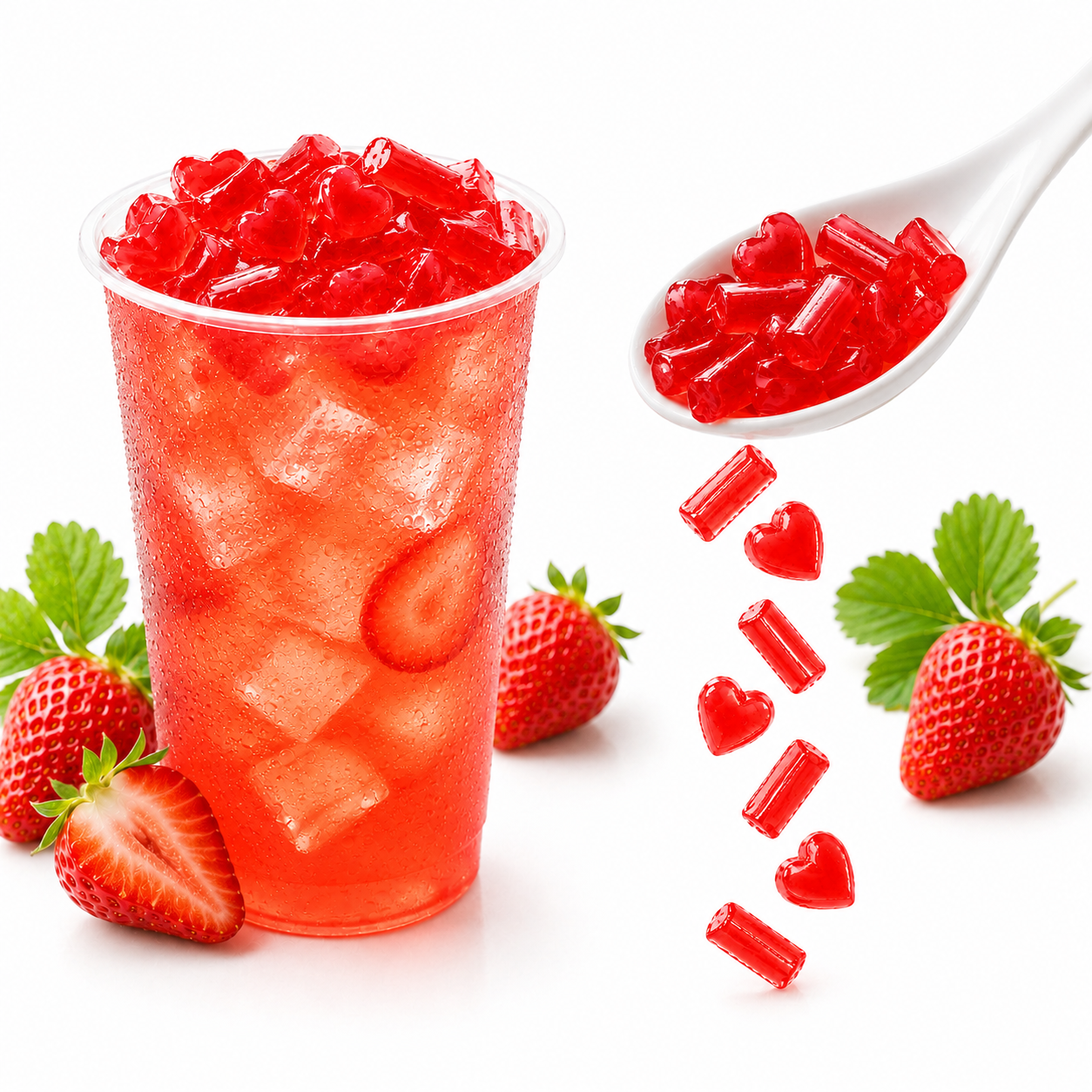 HEART SHAPE Coconut Jelly - Strawberry 3.85kg (4Tubs/1 Carton)