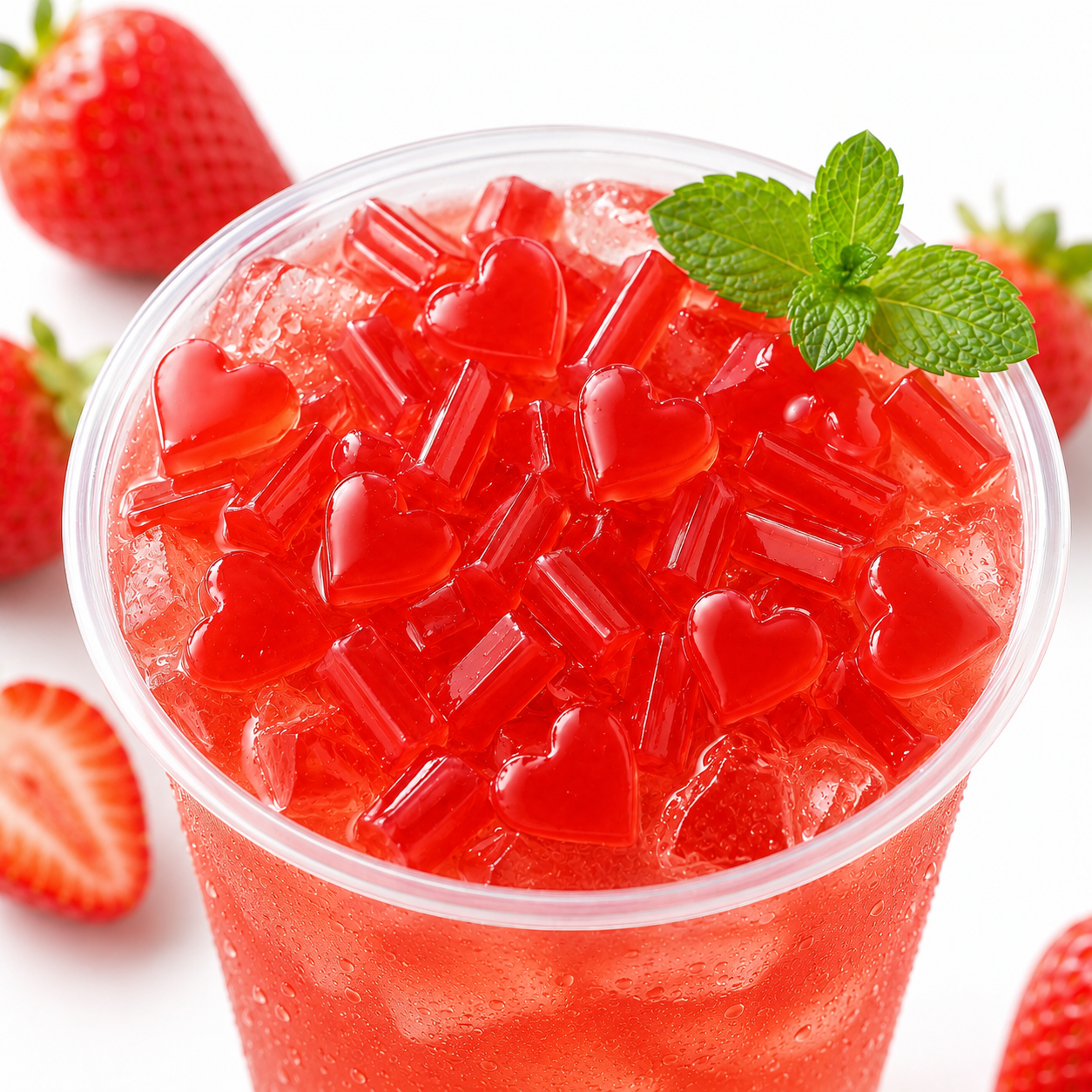 HEART SHAPE Coconut Jelly - Strawberry 3.85kg (4Tubs/1 Carton)