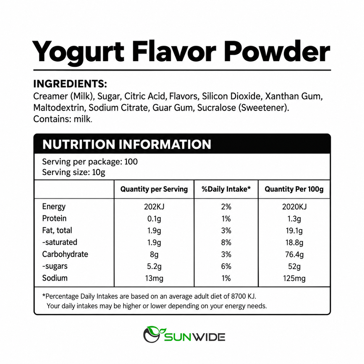 Yoghurt Flavor Powder 1kg