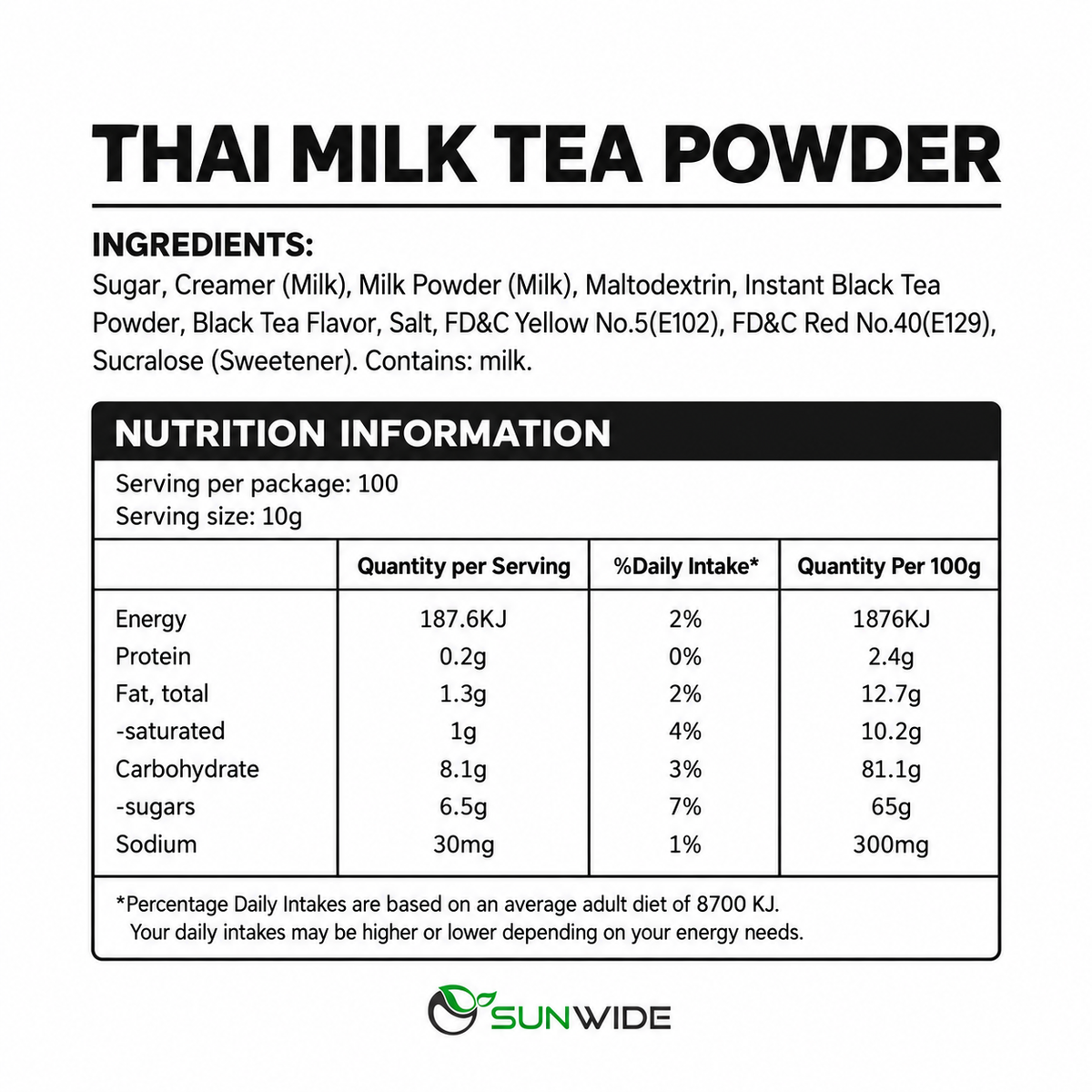 Thai Milk Tea Powder 1kg
