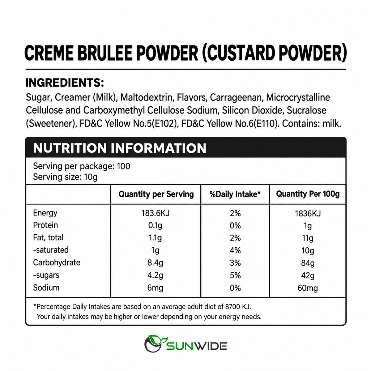 Crème Brulee Powder (Custard Powder) 1kg