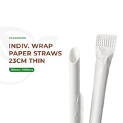 Indiv. Wrap Paper Thin Straws 23cm