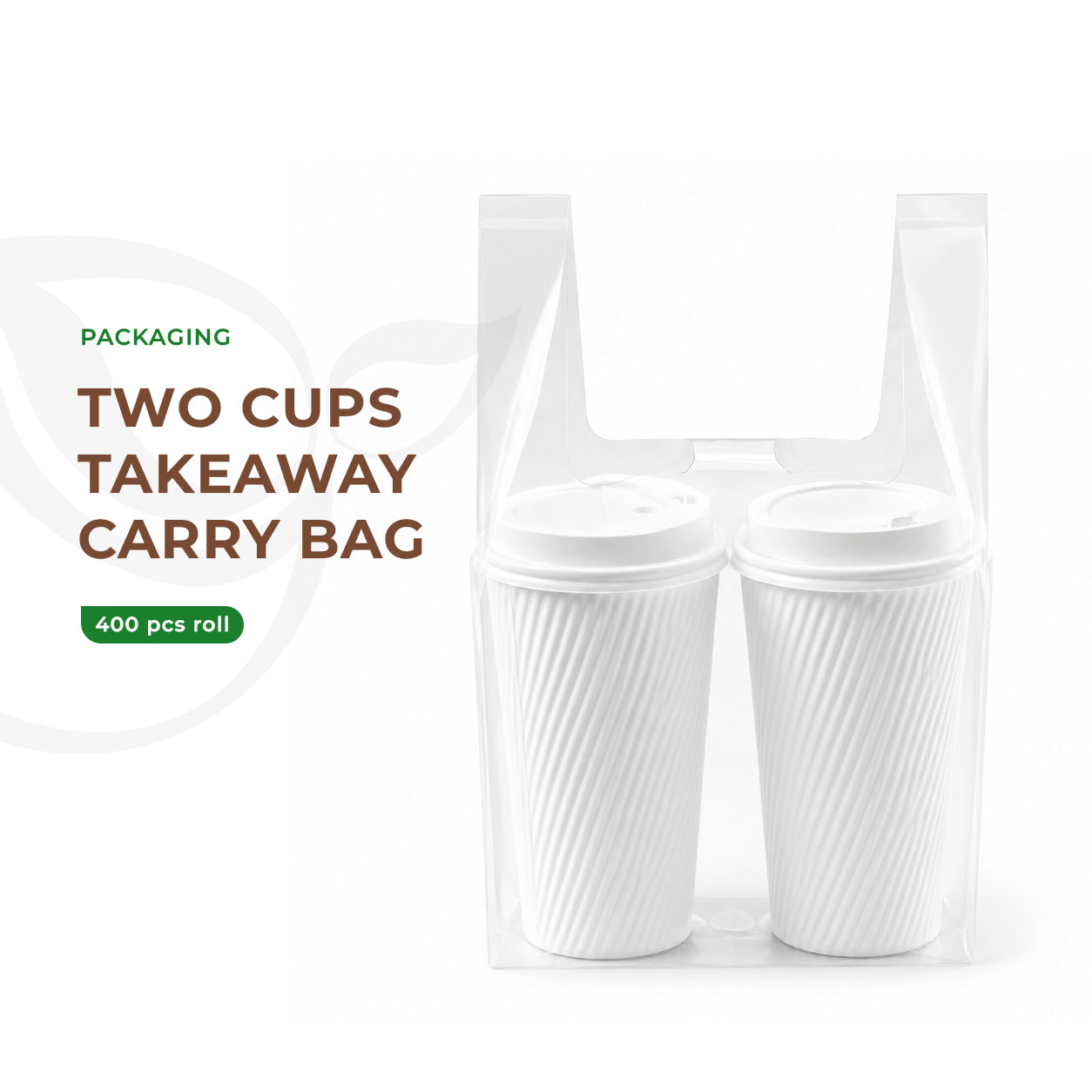 Two Cups - Takeaway Carry Bag - 400 pcs roll (1600 pcs per outer bag)