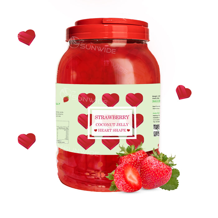 HEART SHAPE Coconut Jelly - Strawberry 3.85kg (4Tubs/1 Carton)