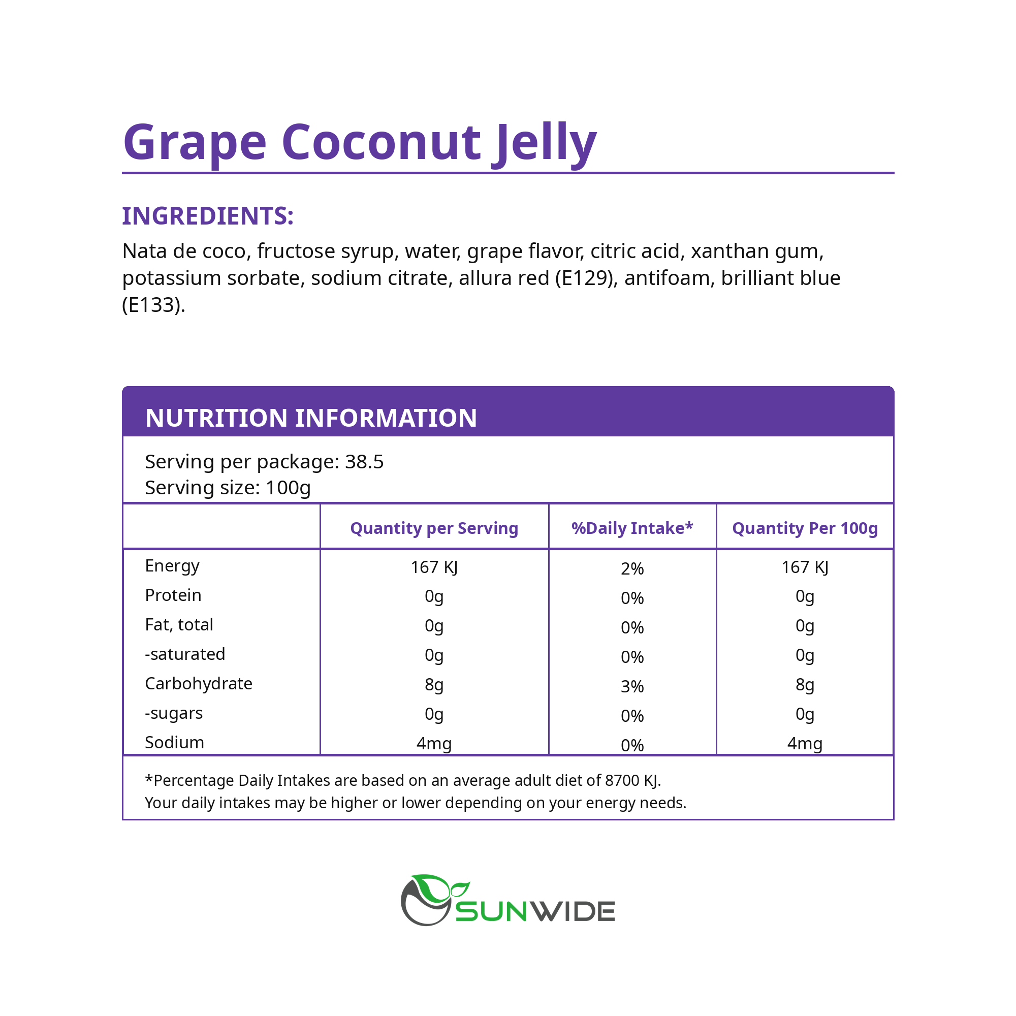 Coconut Jelly - Grape 4kg