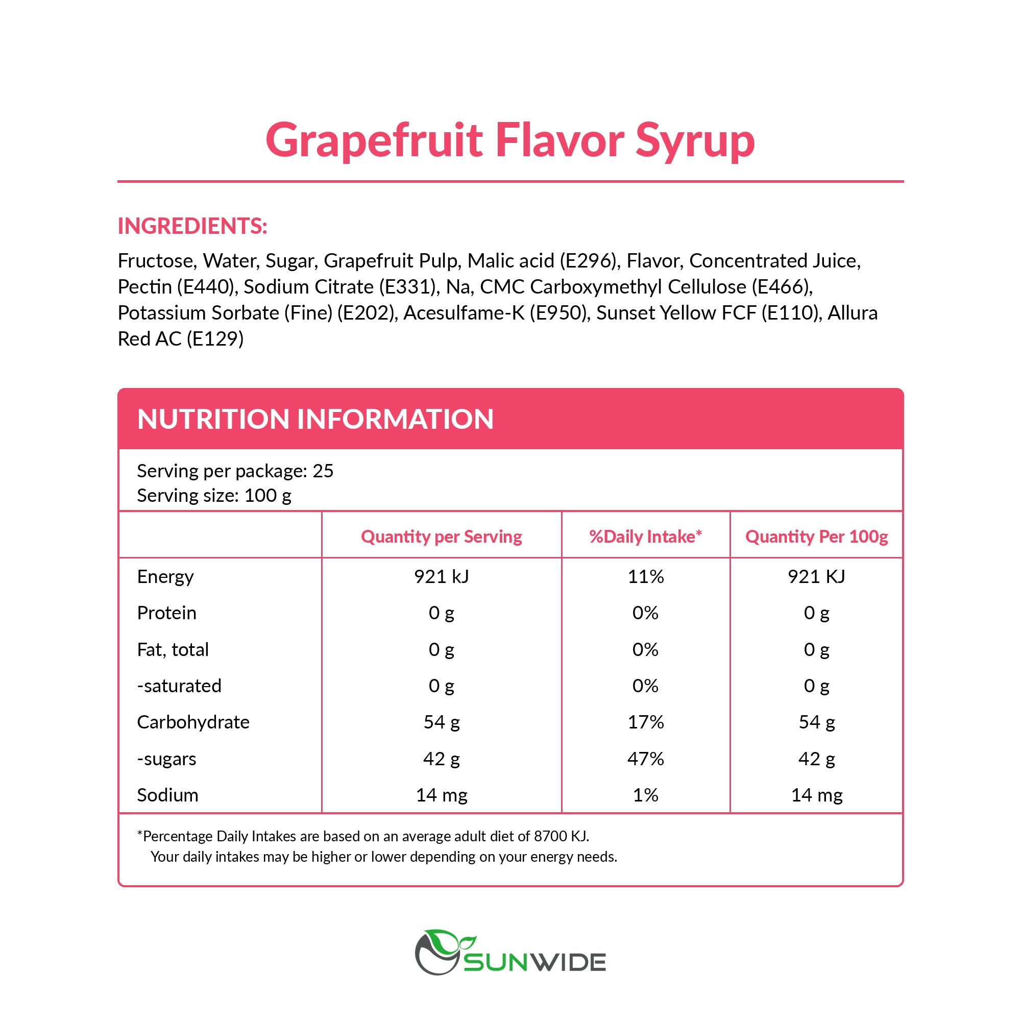Grapefruit Syrup 2.5kg