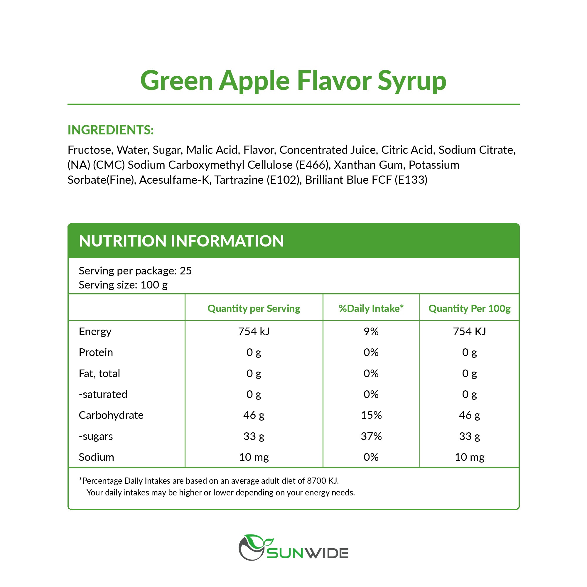 Green Apple Syrup 2.5kg