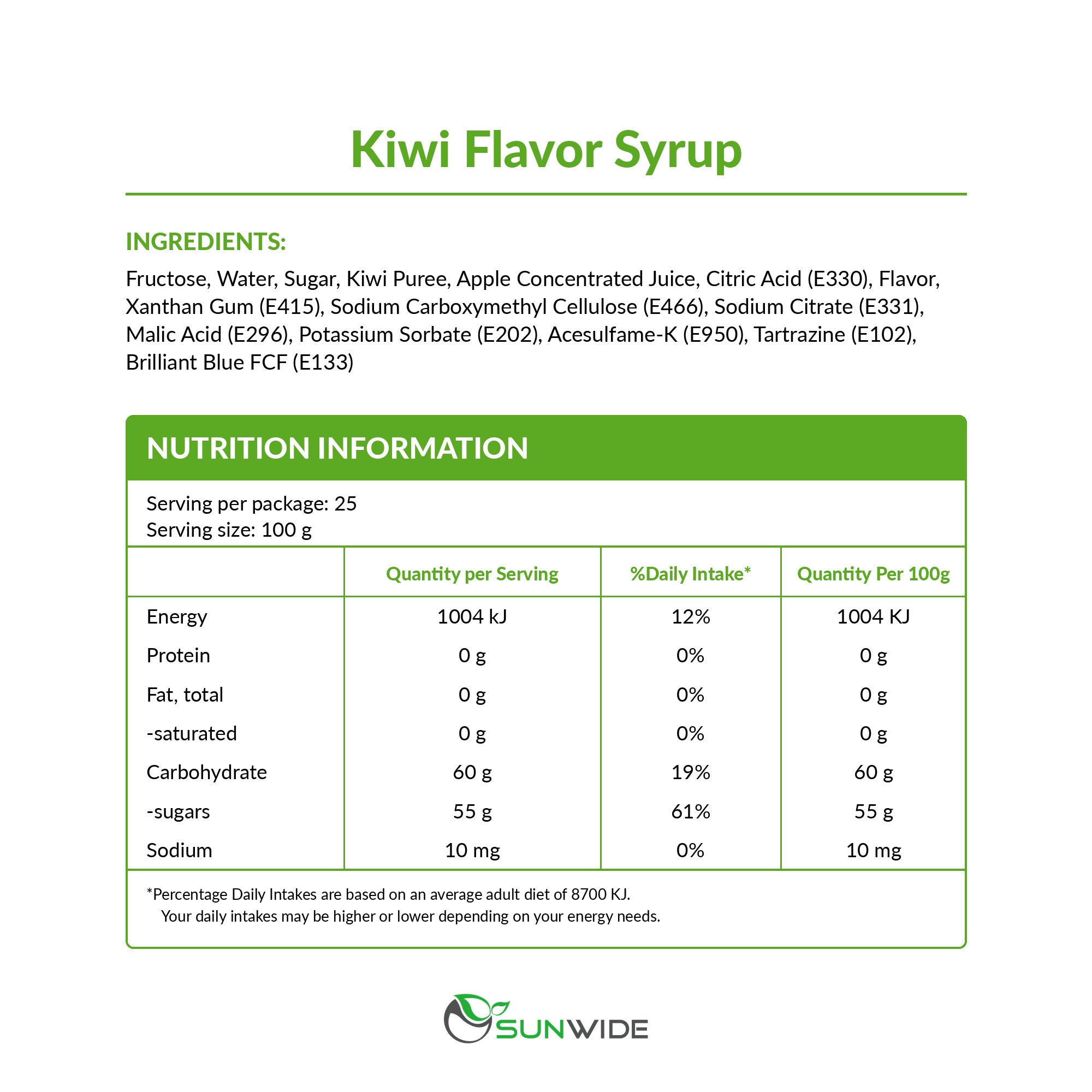 Kiwi Syrup 2.5kg