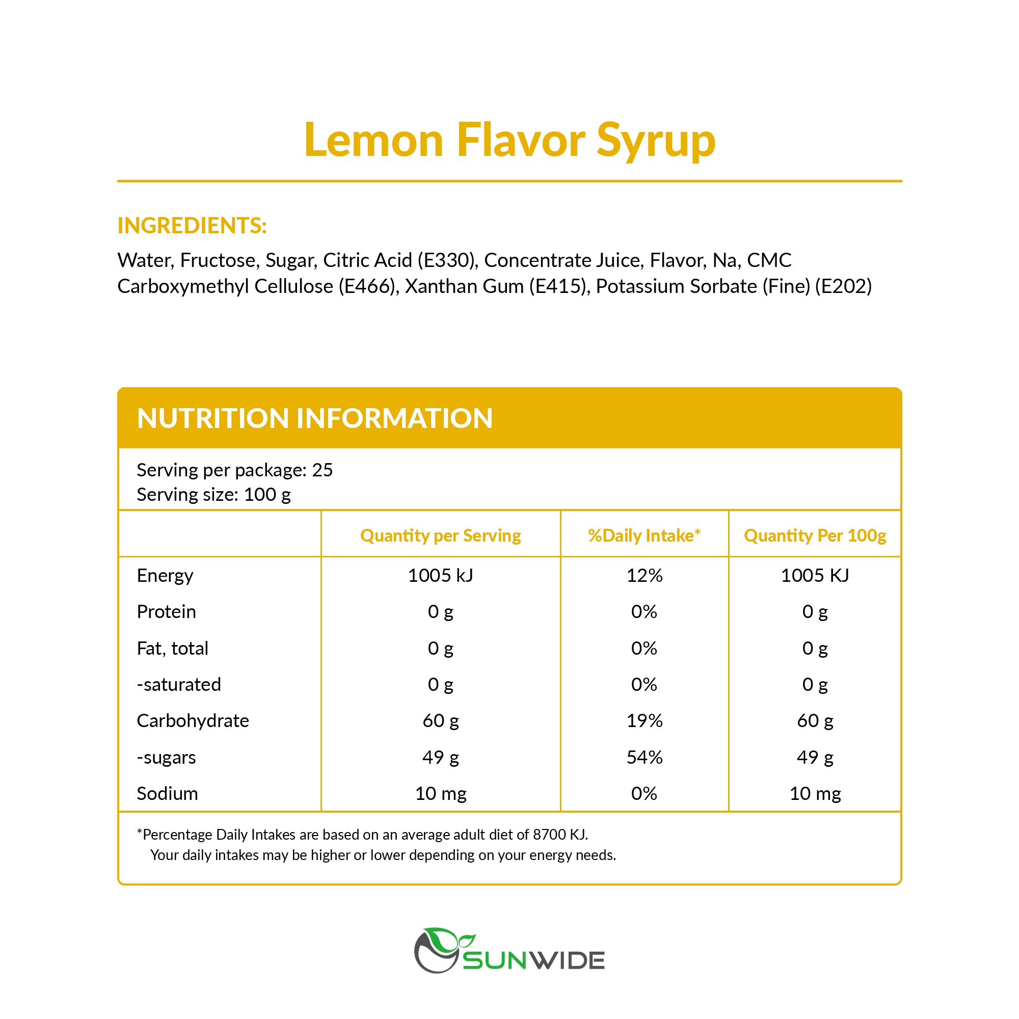 Lemon Syrup 2.5kg