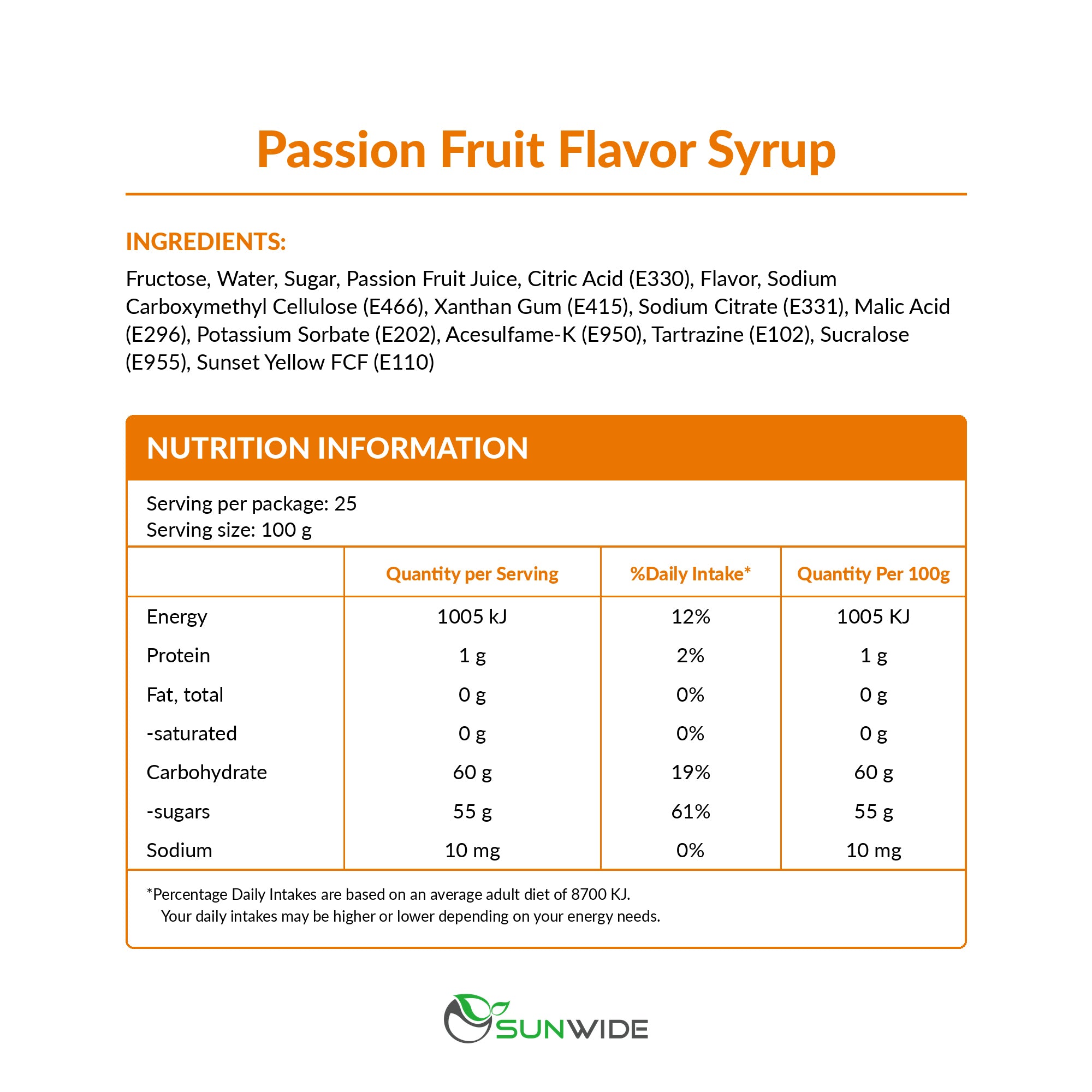 Passion Fruit Syrup 2.5kg