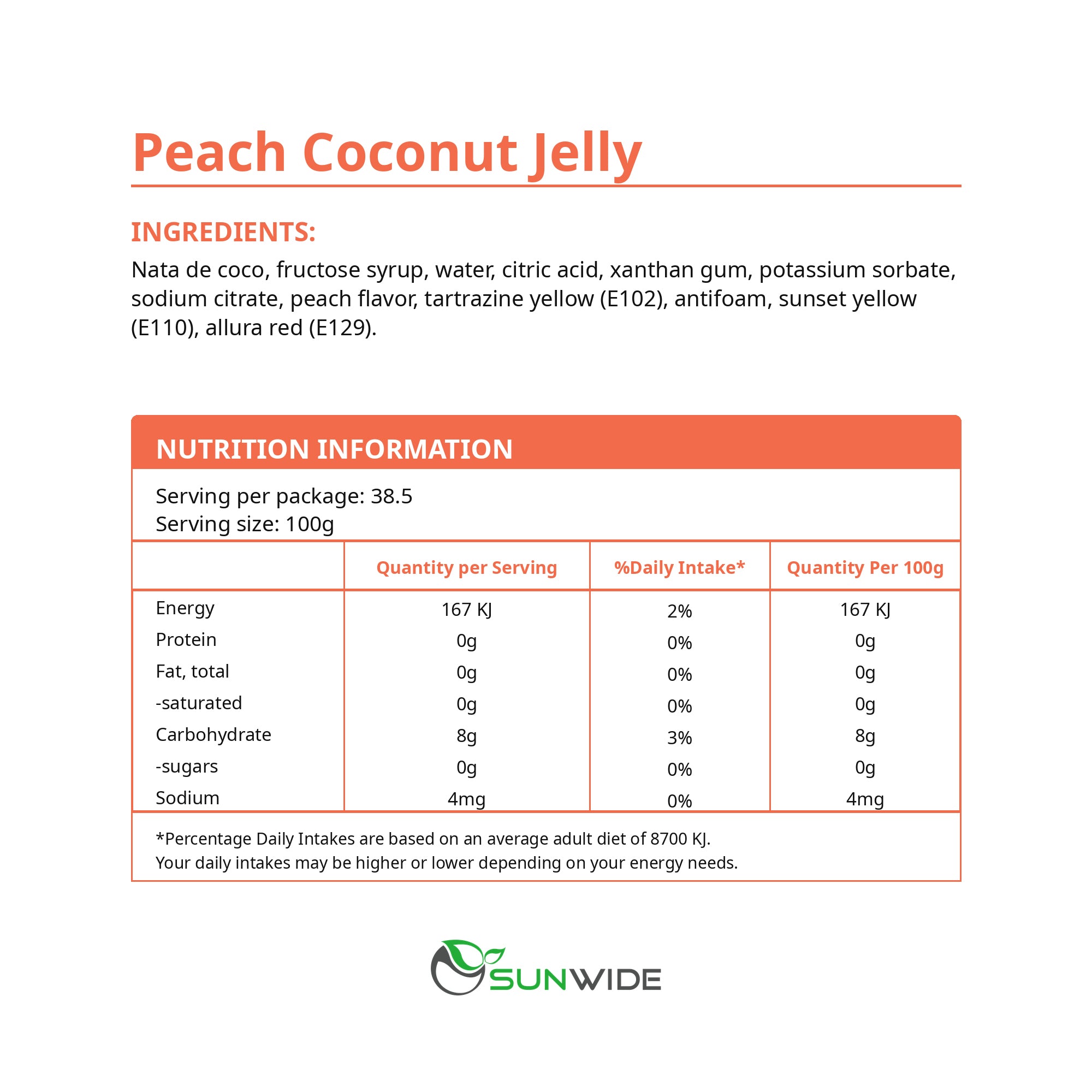 Coconut Jelly - Peach 4kg