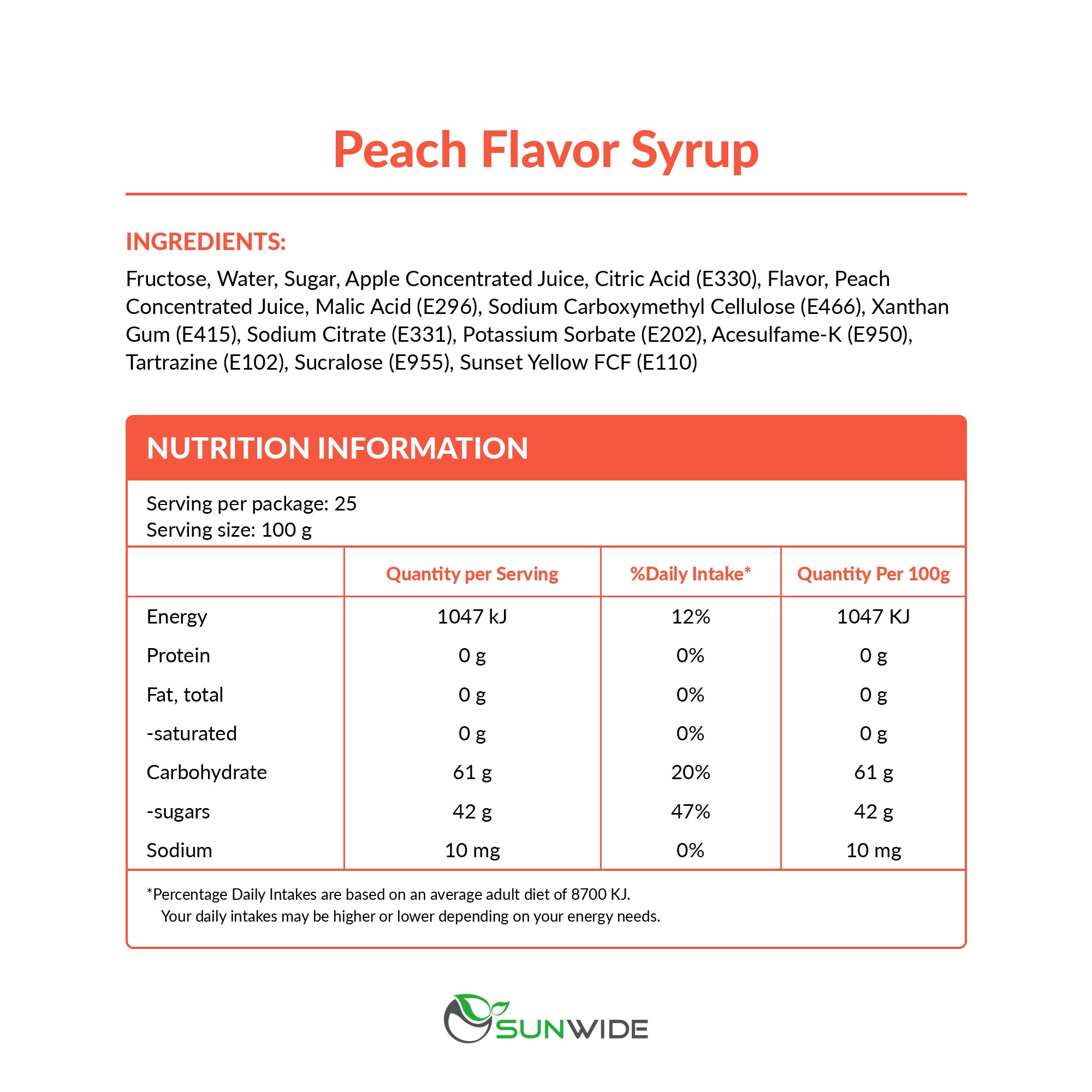 Peach Syrup 2.5kg