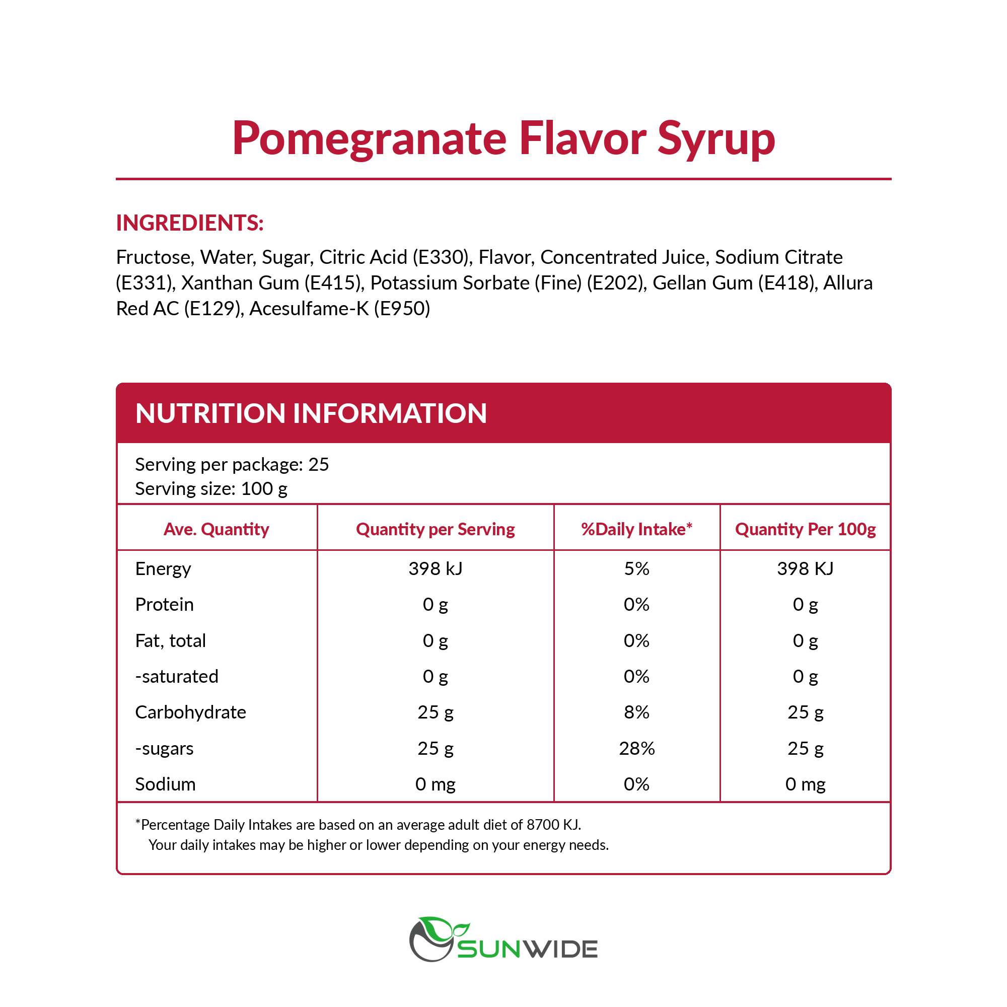 Pomegranate Syrup 2.5kg