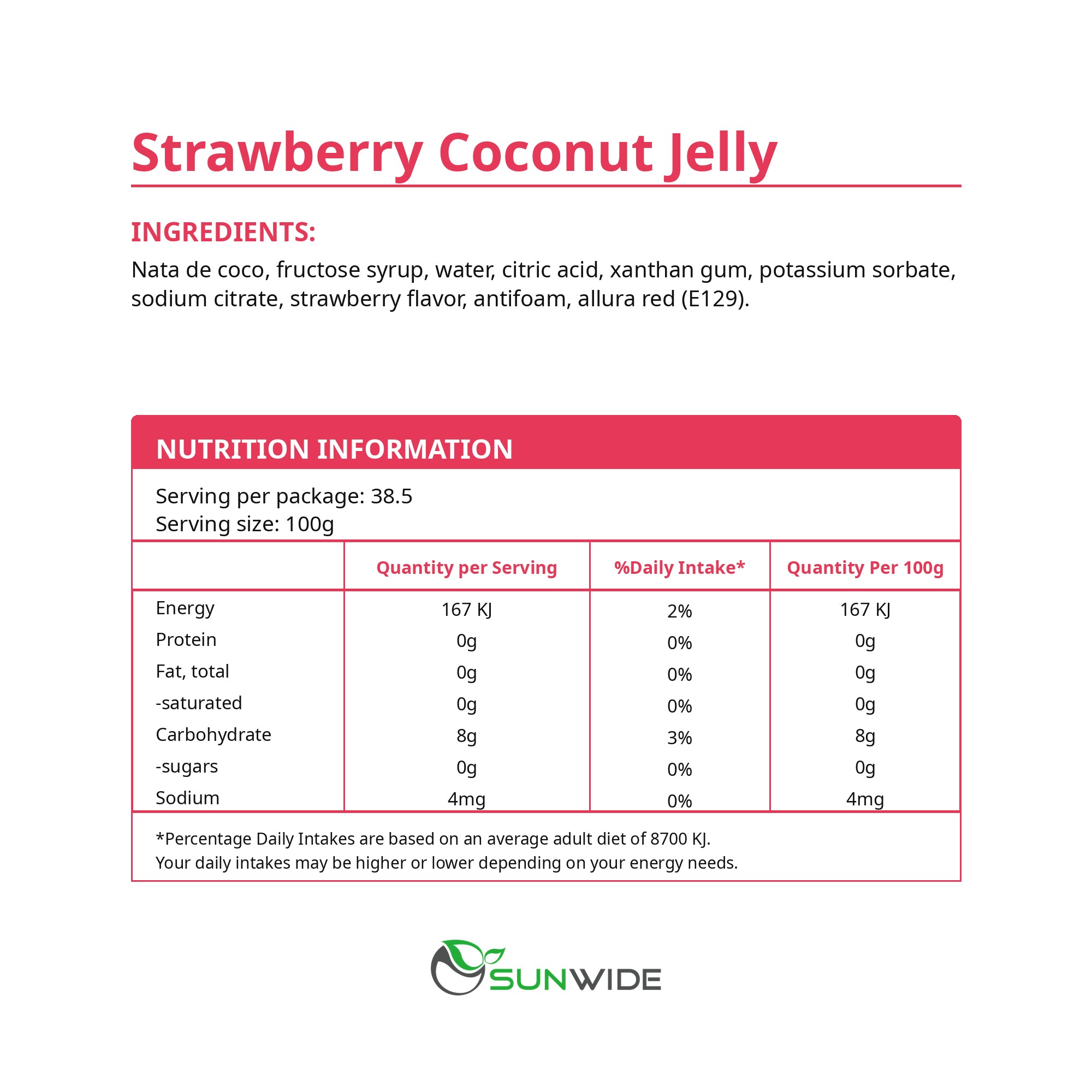 Coconut Jelly - Strawberry 4kg