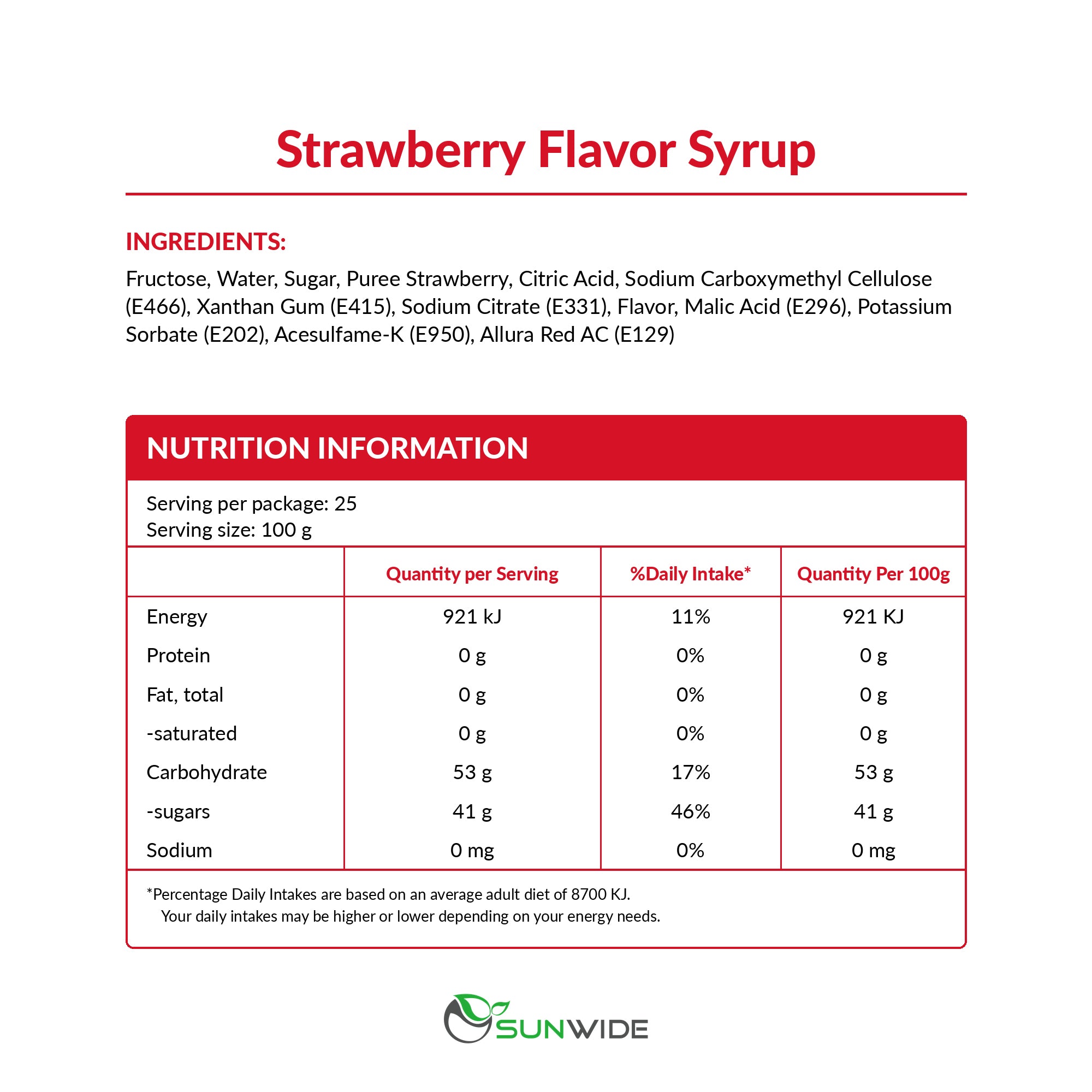 Strawberry Syrup 2.5kg