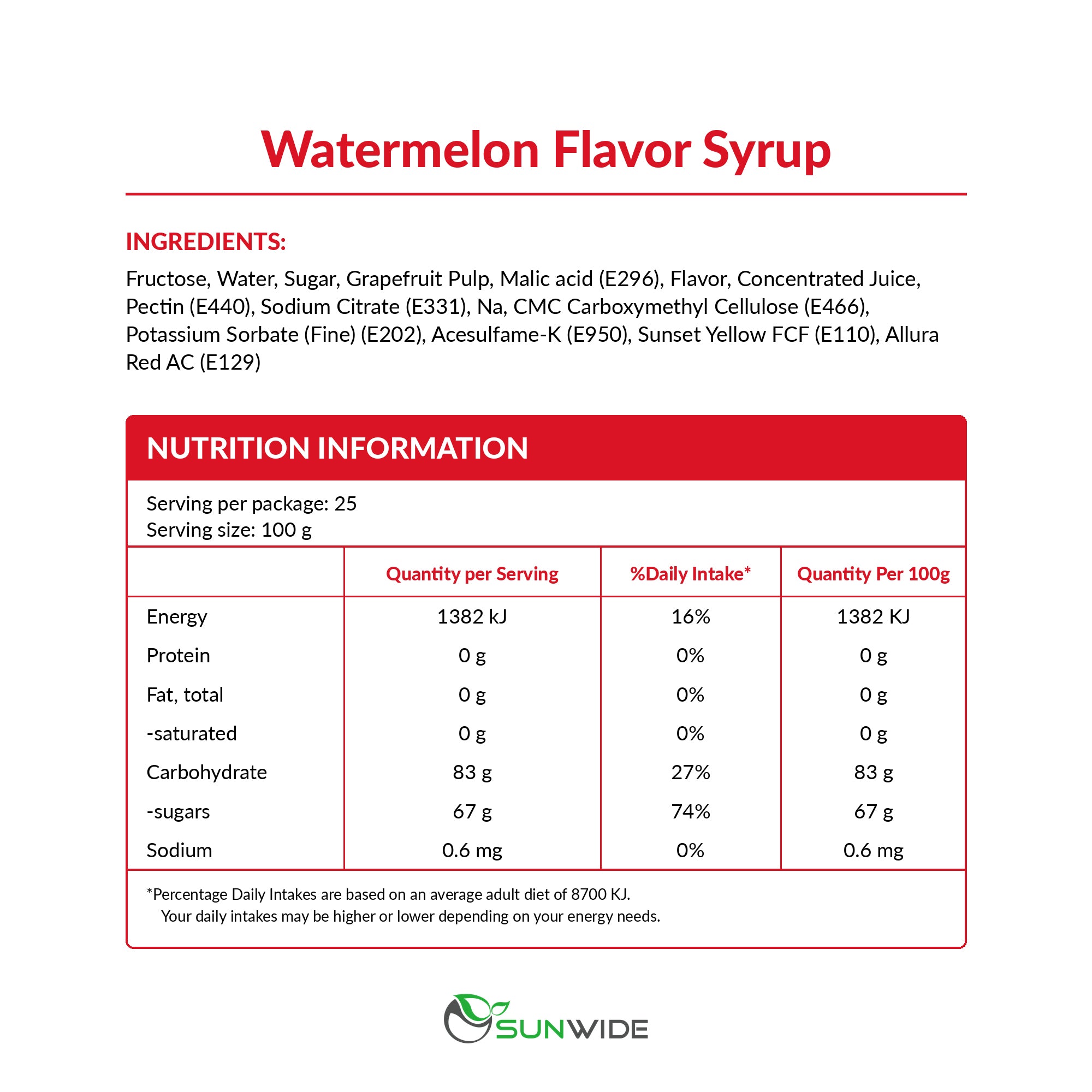 Watermelon Syrup 2.5kg